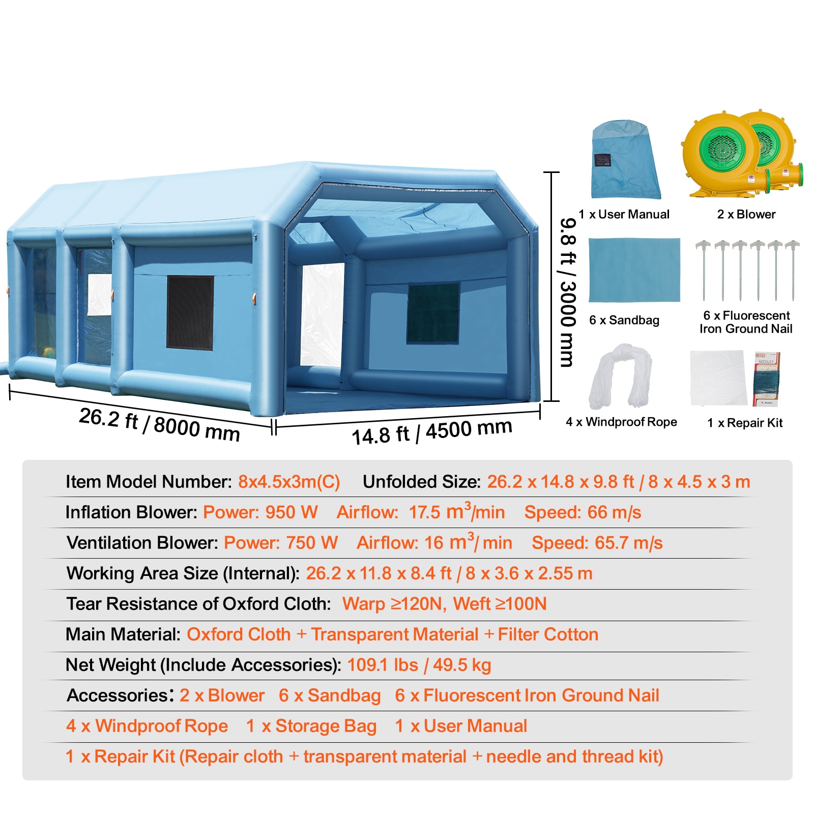 Inflatable Paint Booth For Cars And Trucks With Air Filter System_voghion.com